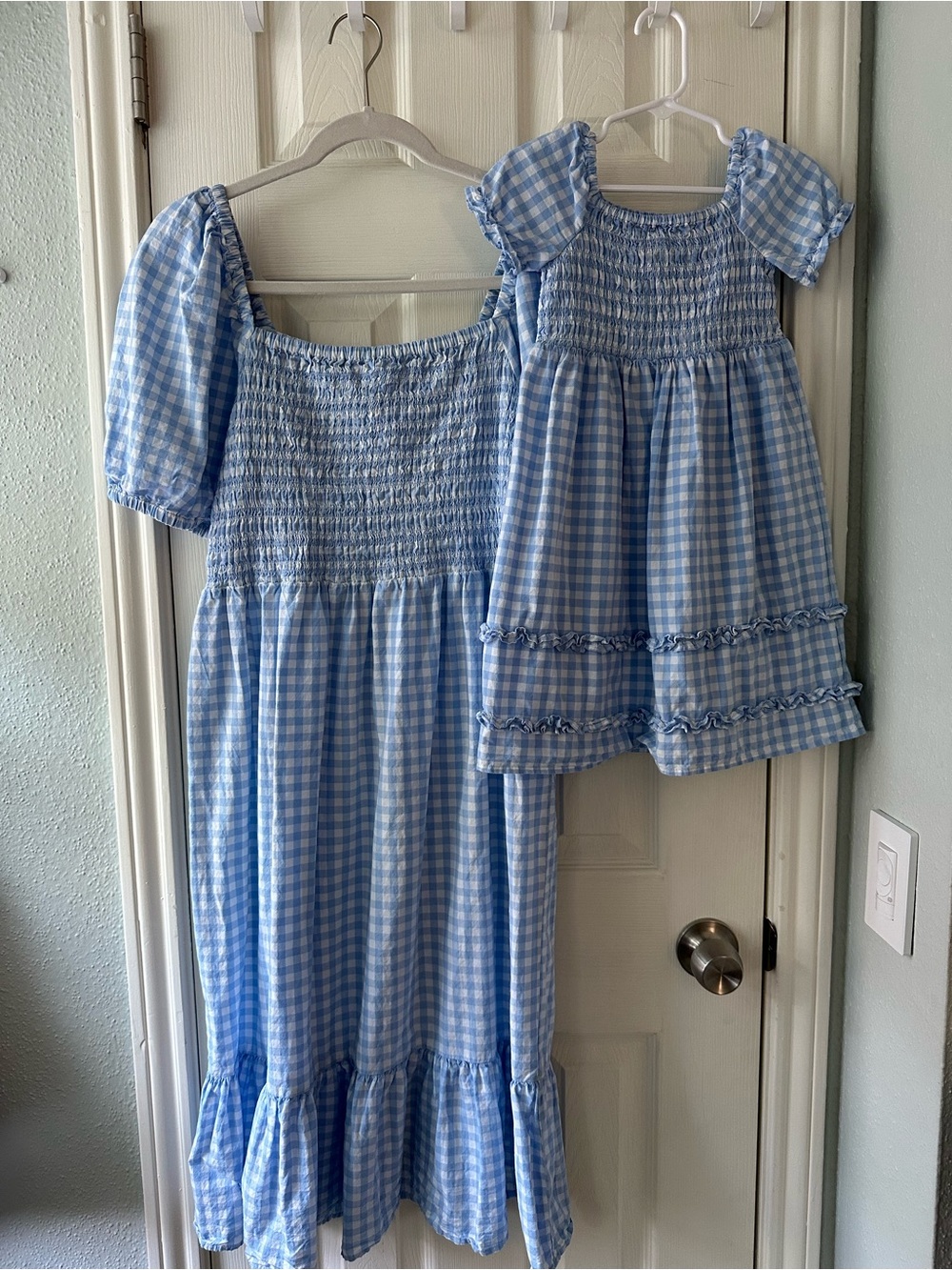 The Children's Place Light Blue & White Smocked Dress Set